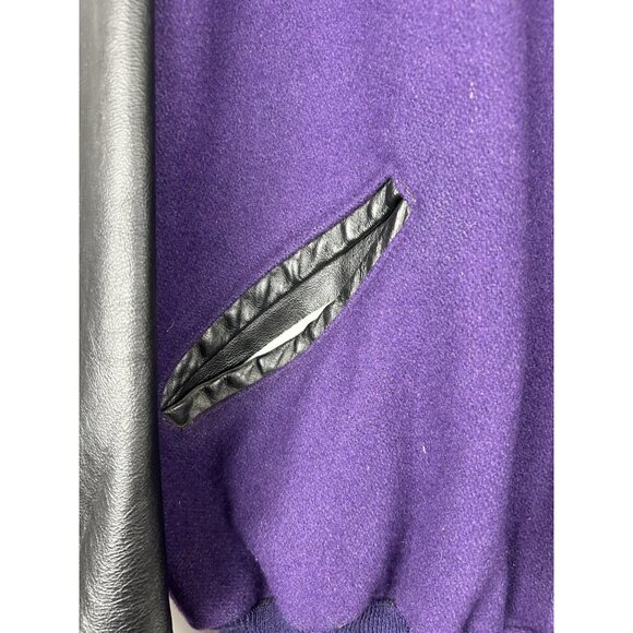 VTG Anaheim Mighty Ducks DeLong 90s Mens LARGE Wool Jacket Snap Button Purple - Picture 16 of 16